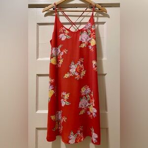 Floral Red Sleeveless Dress